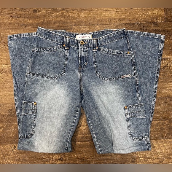 Vintage Y2K HYDRAULIC Retro Wide Leg Low Rise Women’s Jeans 7/8 30 Waist - Picture 1 of 7